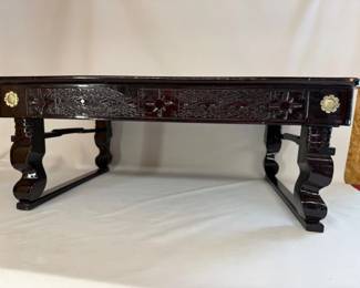 59 VintageLacquerRosewoodFoldingLowTableFloorCushions