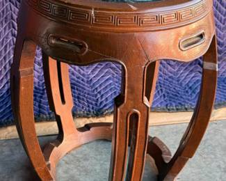 264 AntiqueChineseRosewoodandMarbleDrumStool