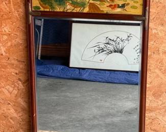 241 WoodFramedBevelGlassMirrorwithMetalOrnaments