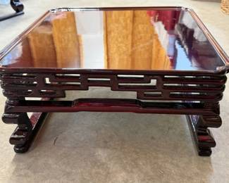 56 LacqueredRosewoodSquareCarvedPedestal