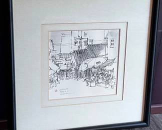 159 StreetMarketInkDrawingPrintSignedStanleyClara
