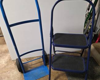314 HarperHandCartBlue2StepLadder