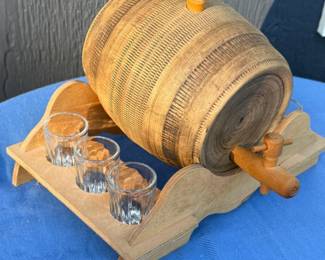 112 CeramicKegDispenserWith6ShotGlasses