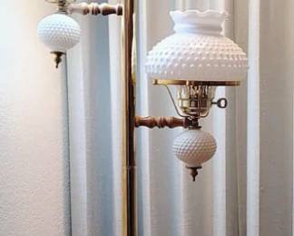 milk glass tension pole lamp