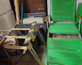 Vintage suitcases and chairs