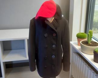 Sterlingwear Nautical Anchor Collection Pea Coat & Aris Lambswool Raspberry Beret