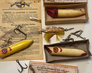 Vintage Heddon,& Marton Salmon Plugs Fishing Lures & More