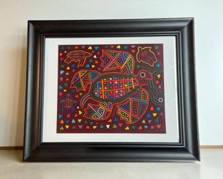 Vintage Framed Mola- Turtle