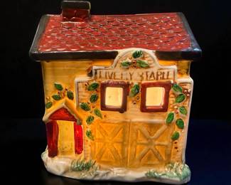 Ceramic light-up figurine of a “ Livery Stable”.