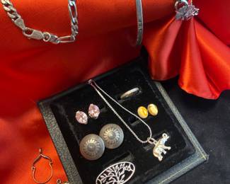 Sterling Marked Jewelry:Ring, Bracelets, Earrings & Pendants