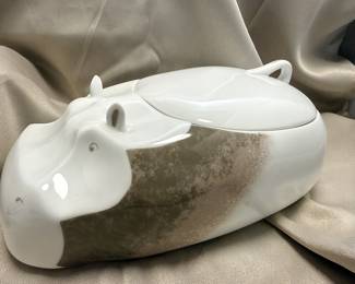 Limoges Bernardaud Hippo Lidded Box by Danish Artis Thalia Reventlow