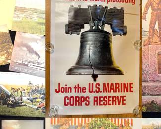 Vintage Marine Corp Reserves Poster & Military Post Cards