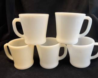 White Vintage Fire King, Fostoria, Anchor Hocking Mugs