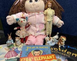 Midge Doll, A.A.Milne’s,” The Magic Hill”, Children’s books, Beeswick Beatrice Potter Figurines, Cabbage Patch Doll, Shachmans Japanese Cat, & More,