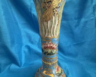 Lotus & Dragonfly Cloisonné Vase