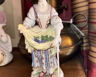 Meissen - lady with grapes, (modeler Michael Victor ACI ER), proper mark and numbered.