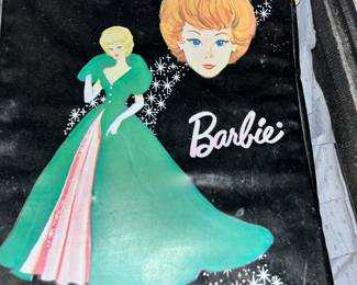 1963 Barbie Case with doll, accessories, and clothing.