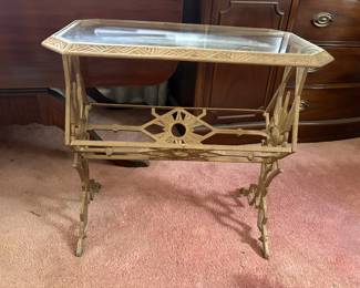 Victorian Brass and Glasstop Magazine Rack