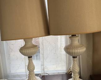 Pair of White Glass Lamps