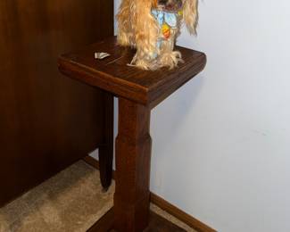 Oak plant stand, Steiff Pekingese