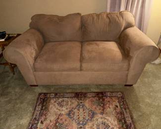 Heritage House loveseat, antique rug