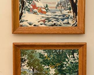 Fantastic paint by number winter barn and summer stream