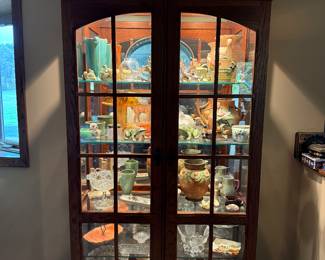 Beautiful arts and crafts lighted glass front cabinet 