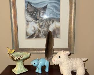 Cat art, cat planter, birdbath planter