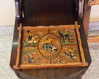 End table, table lamp, Newcastle Wyoming cowboy tray