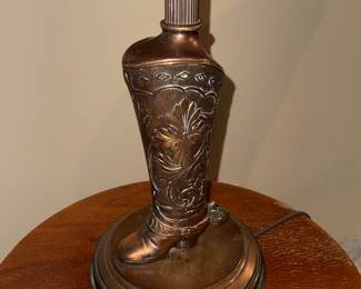 Copper cowboy boot lamp