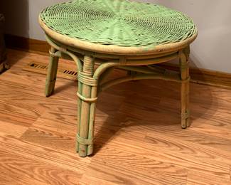 Green wicker stool