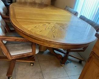 Sunburst dining table with leaf and 4 chairs