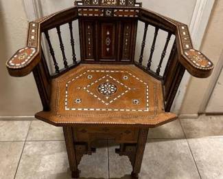 Moroccan Eastern Inlaid Mosaic Wood Chair