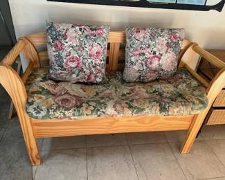 Wooden bench with storage