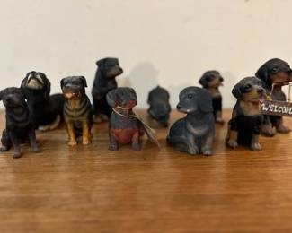 Miniature Rottweiler dog figurines
