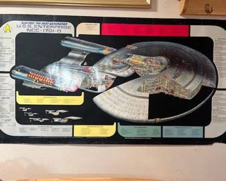 Vintage poster of the U.S.S. Enterprise NCC 1701 D from Star Trek The Next Generation