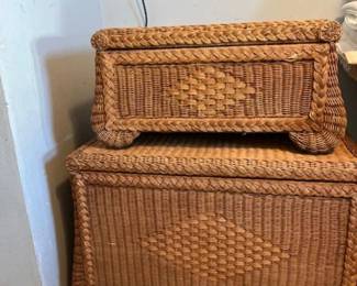 Wicker rattan storage trunks