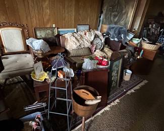 Vintage items, clocks, paintings