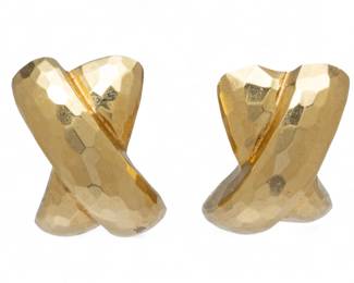 Lot 57
14K Yellow Gold "X" Form Earrings 1960, 15 g 1 PAIR