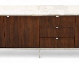 Lot 1061
Knoll Style Mid Century Modern Marble Top Rosewood Credenza H 25.5" L 74.5" Depth 19"