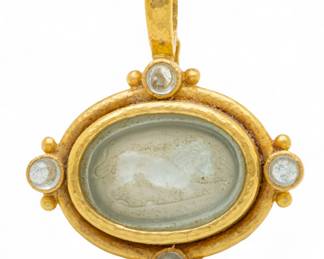 Lot 35
Elizabeth Locke (American, Est. 1988) 19K Gold And Lion over Mother of Pearl Pendant W 1.3" 16 g