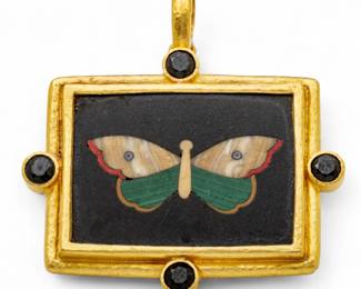Lot 38
Elizabeth Locke (American, Est. 1988) Micro Mosaic Butterfly Pendant, 19K Yellow Gold W 2.1"