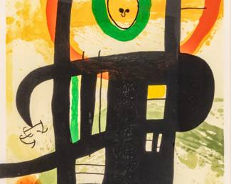 Lot 1021
Joan Miro (Spanish, 1893-1893) Etching, Aquatint and Carborundum in Colors on Arches Wove Paper 1969, 'Le Grand Ordinateur', H 41.3" W 26.8"