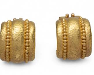 Lot 46
Elizabeth Locke (American, Est. 1988) 19K Huggie Earrings, Fine Beadwork, Signed 19 g 1 PAIR