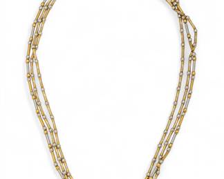 Lot 8
14K White And Yellow Gold Three Strand Necklace L 18.5" 36 g