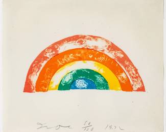 Lot 1029
Jim Dine (American, B. 1935) Lithograph in Colors on Wove Paper 'Rainbow', H 14.5" W 17.8"