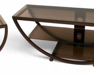 Lot 1073
Art Deco Style Glass Top Coffee Table and End Table 2 PCS