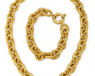 Lot 12
18K Yellow Gold Necklace 17" & Bracelet 8" 149 g 2 PCS