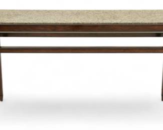 Lot 1072
Therien Studio Workshops (American) Stone Top Carved Mahogany Console Table, Late 20th C., SN: 8196, H 34" L 60" Depth 18"