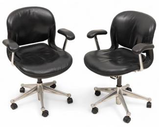 Lot 1071
Pair of Don Chadwick and Bill Stumpf for Herman Miller Leather, Aluminum, and Plastic Equa Chairs H 37" W 26" Depth 22" 2 PCS